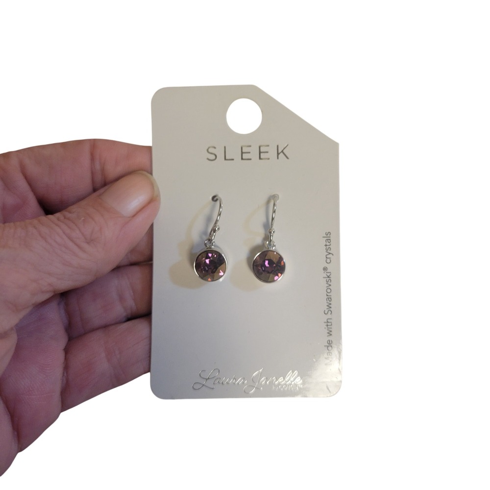 Laura‎ Janelle Drop Earrings Women OS Purple NEW Swarovski Crystal Sleek Dangle